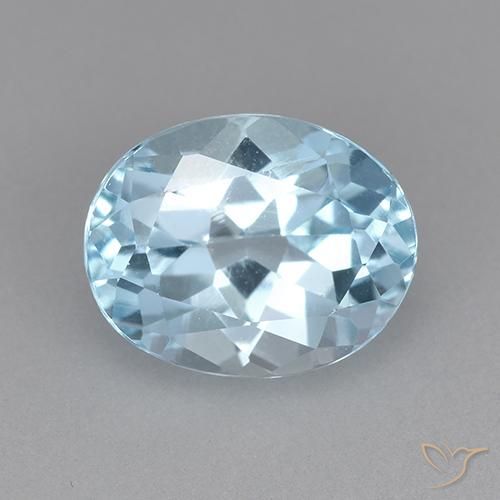 3.44ct Naturale Celeste Topazio, Ovale, VVS-VS