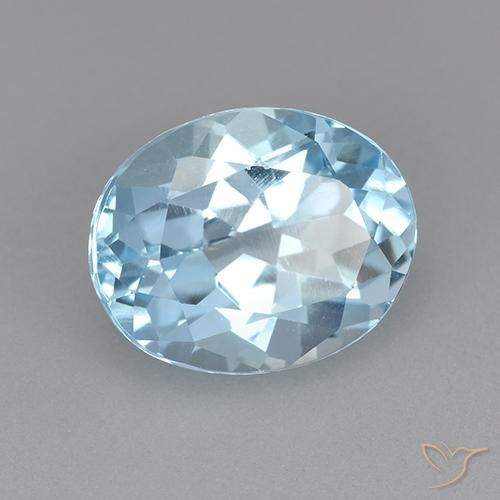 Topazio Celeste naturale da 3.44 ct, Ovale, VVS-VS