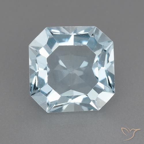 Topazio Celeste naturale da 3.13 ct, Taglio smeraldo, VVS