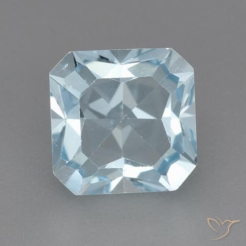 3.22ct Naturale Celeste Topazio, Taglio smeraldo, VVS