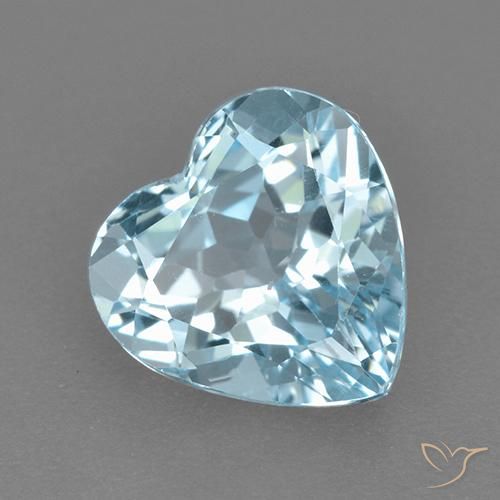 Topazio Celeste naturale da 3.98 ct, Cuore, VVS-VS