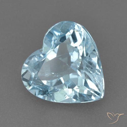 Topazio Celeste naturale da 4.47 ct, Cuore, VVS-VS
