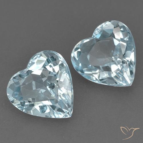 Gemme di Topazio Celeste naturale da 8.85 ct, Cuore, VVS-VS