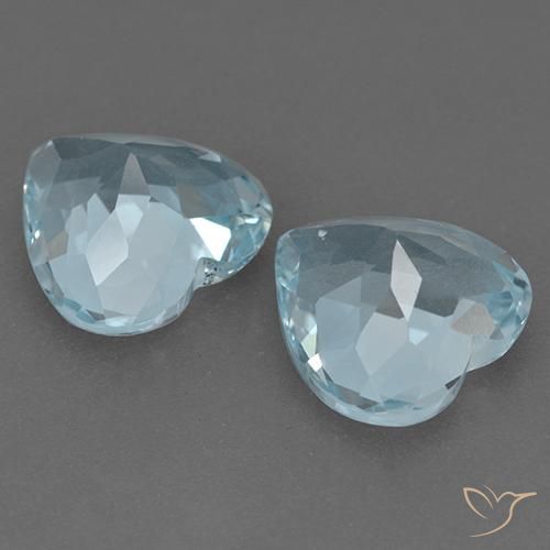 Gemme di Topazio Celeste naturale da 8.85 ct, Cuore, VVS-VS
