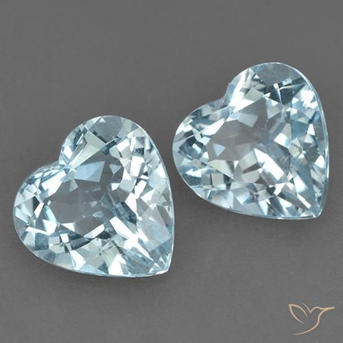Gemme di Topazio Celeste naturale da 8.26 ct, Cuore, VVS-VS