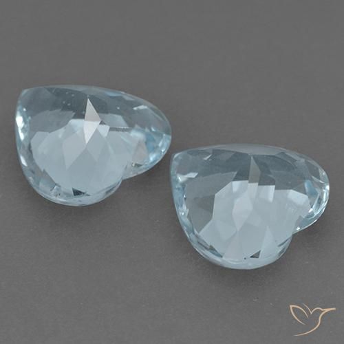 Gemme di Topazio Celeste naturale da 8.26 ct, Cuore, VVS-VS