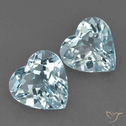 Gemme di Topazio Celeste naturale da 8.04 ct, Cuore, VVS-VS