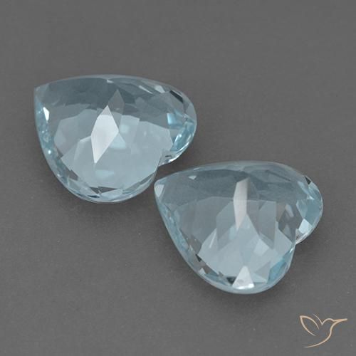 Gemme di Topazio Celeste naturale da 8.04 ct, Cuore, VVS-VS