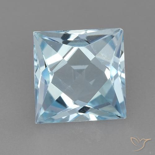 3.25ct Naturale Celeste Topazio, Quadrato, VVS-VS