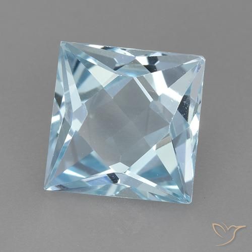 Topazio Celeste naturale da 3.25 ct, Quadrato, VVS-VS