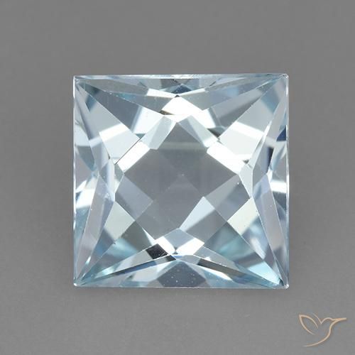 3.32ct Naturale Celeste Topazio, Quadrato, VVS