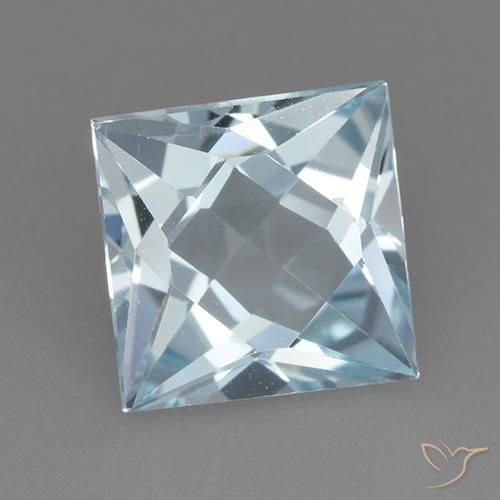 Topazio Celeste naturale da 3.32 ct, Quadrato, VVS