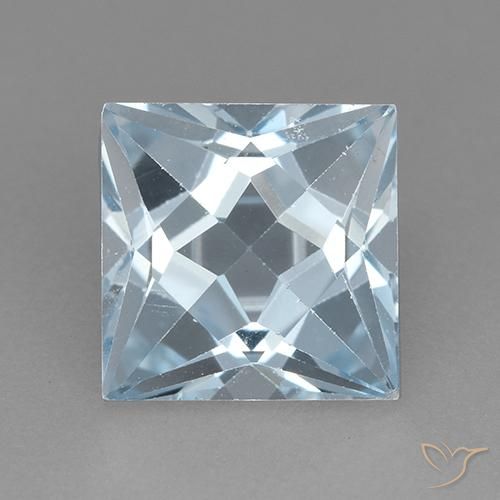 3.25ct Naturale Celeste Topazio, Quadrato, VVS-VS