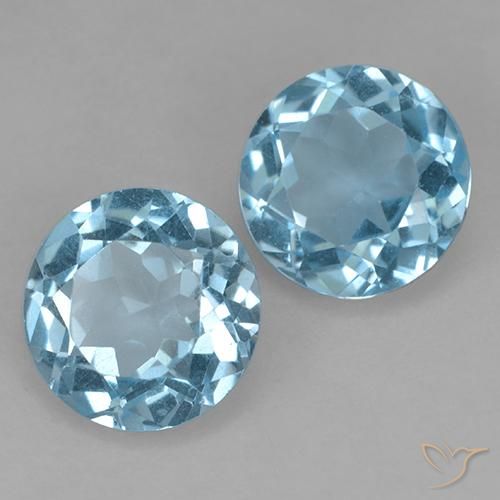 Gemme di Topazio Blu svizzero naturale da 4.16 ct, Rotondo, VS