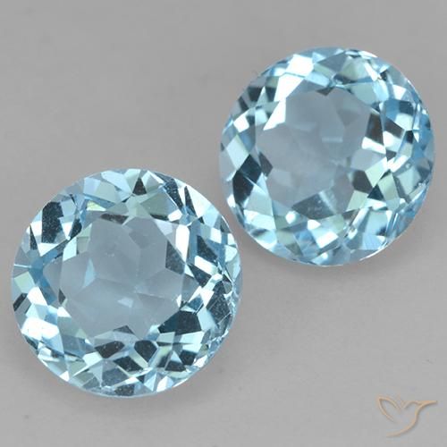 Gemme di Topazio Celeste naturale da 4.63 ct, Rotondo, VS
