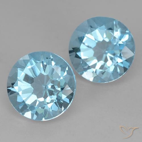 Gemme di Topazio Blu svizzero naturale da 4.75 ct, Rotondo, VS