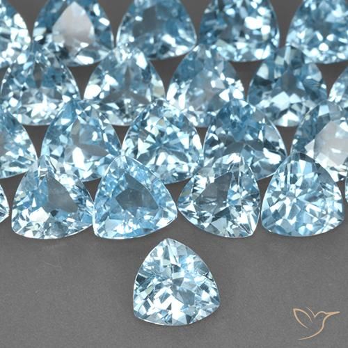 Topazio Celeste naturale da 1.38 ct, Taglio trillion, VS