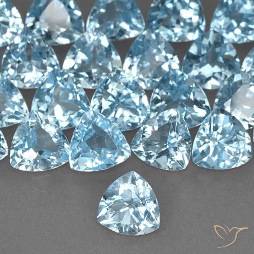 Topazio Celeste naturale da 1.38 ct, Taglio trillion, VS