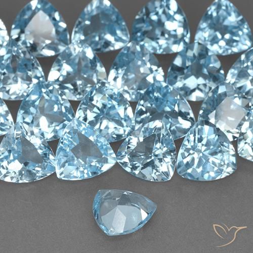 Topazio Celeste naturale da 1.38 ct, Taglio trillion, VS