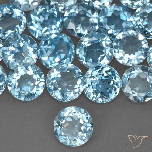 Topazio Celeste naturale da 2.38 ct, Rotondo, VS