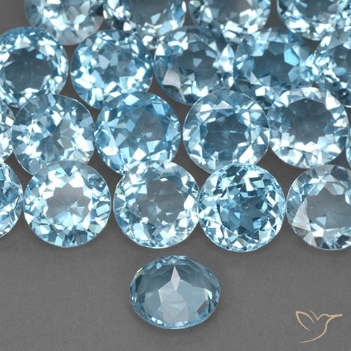 Topazio Celeste naturale da 2.38 ct, Rotondo, VS