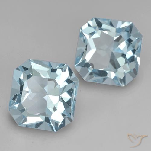 Gemme di Topazio Celeste naturale da 8.78 ct, Ottagonale / Taglio smeraldo, VVS