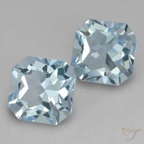 Gemme di Topazio Celeste naturale da 8.49 ct, Ottagonale / Taglio smeraldo, VVS-VS