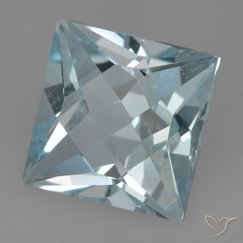 Topazio Celeste naturale da 3.31 ct, Quadrato, VVS