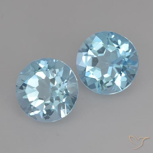 Gemme di Topazio Celeste naturale da 4.75 ct, Rotondo, VS