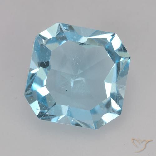 4.11ct Naturale Celeste Topazio, Taglio smeraldo, VVS-VS