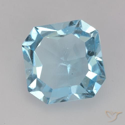 Topazio Celeste naturale da 4.11 ct, Ottagonale / Taglio smeraldo, VVS-VS
