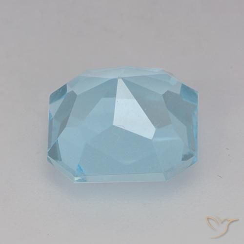 Topazio Celeste naturale da 4.11 ct, Ottagonale / Taglio smeraldo, VVS-VS