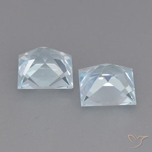 Gemme di Topazio Celeste naturale da 4.18 ct, Quadrato, VVS-VS