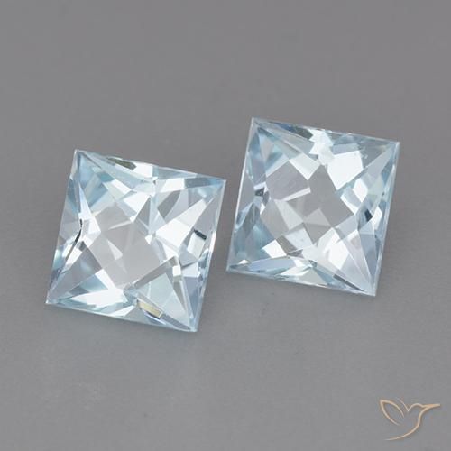 Gemme di Topazio Celeste naturale da 3.98 ct, Quadrato, VVS
