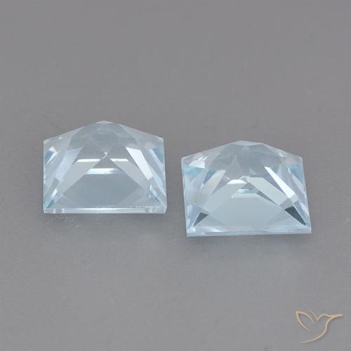 Gemme di Topazio Celeste naturale da 3.98 ct, Quadrato, VVS