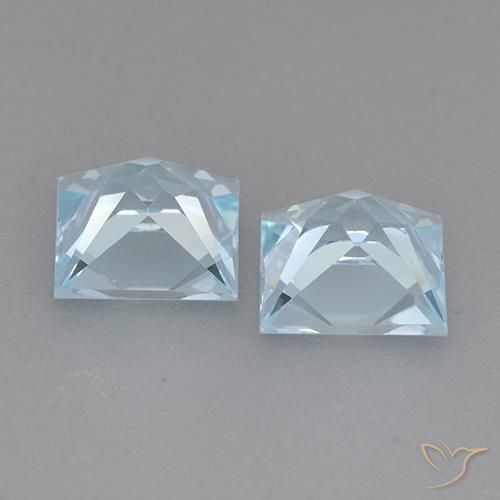 Gemme di Topazio Celeste naturale da 4.31 ct, Quadrato, VVS