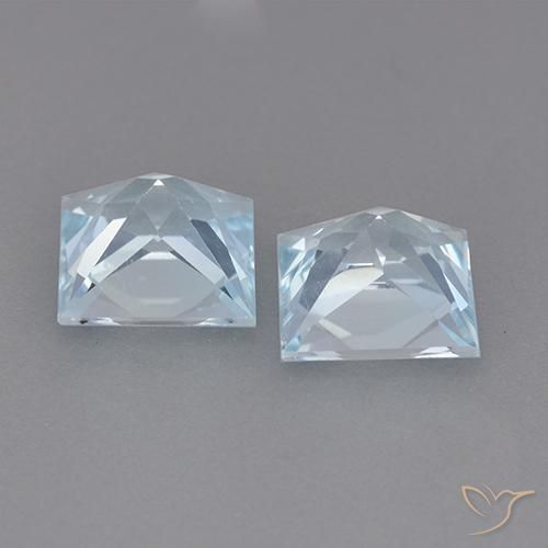 Gemme di Topazio Celeste naturale da 4.06 ct, Quadrato, VVS-VS