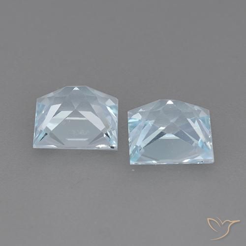 Gemme di Topazio Celeste naturale da 4.16 ct, Quadrato, VVS-VS