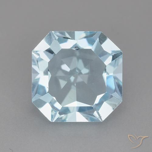 3.94ct Naturale Celeste Topazio, Taglio smeraldo, VVS-VS