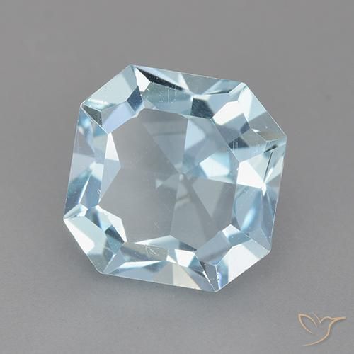 Topazio Celeste naturale da 3.94 ct, Ottagonale / Taglio smeraldo, VVS-VS