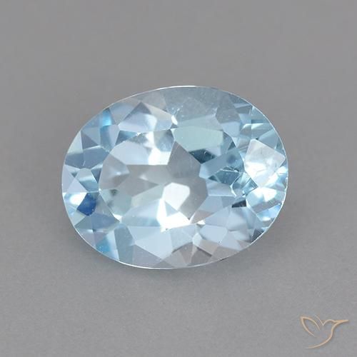 Topazio Celeste naturale da 2.20 ct, Ovale, VVS-VS