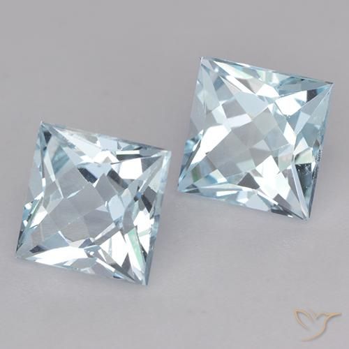 Gemme di Topazio Celeste naturale da 4.28 ct, Quadrato, VVS