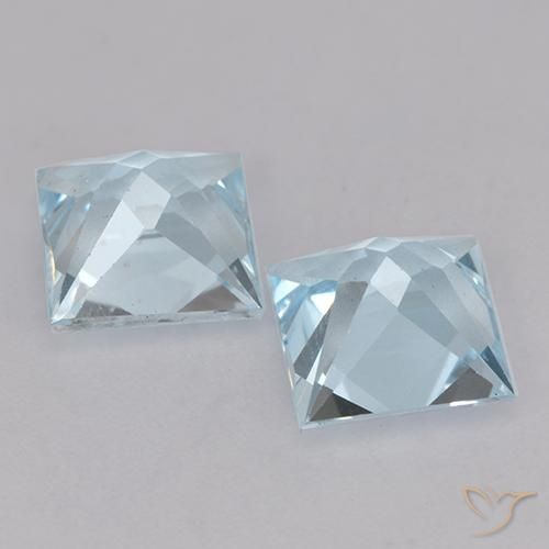 Gemme di Topazio Celeste naturale da 4.28 ct, Quadrato, VVS
