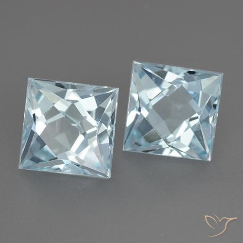 Gemme di Topazio Celeste naturale da 4.24 ct, Quadrato, VVS
