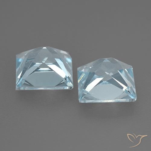 Gemme di Topazio Celeste naturale da 4.24 ct, Quadrato, VVS