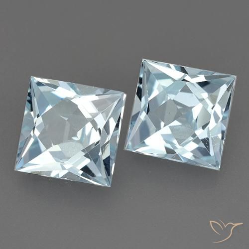 Gemme di Topazio Celeste naturale da 4.08 ct, Quadrato, VVS