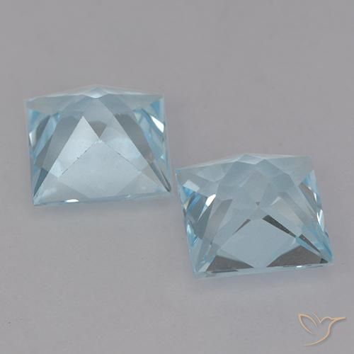 Gemme di Topazio Celeste naturale da 4.29 ct, Quadrato, VVS