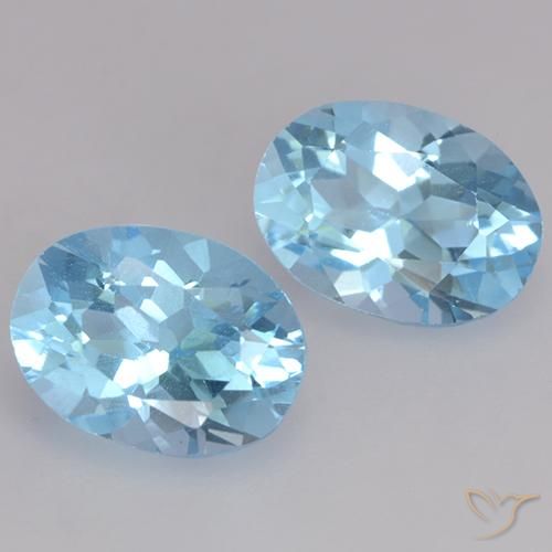 Gemme di Topazio Blu svizzero naturale da 2.25 ct, Ovale, VVS-VS