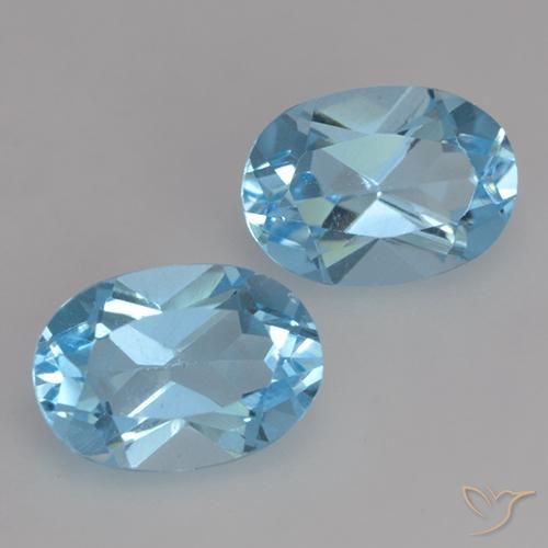 Gemme di Topazio Blu svizzero naturale da 1.95 ct, Ovale, VVS-VS