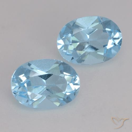 Gemme di Topazio Celeste naturale da 1.94 ct, Ovale, VVS-VS